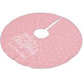 Modern Simple Pink Frohe Weihnachtsnamen Polyester Weihnachtsbaumdecke (Schrägansicht)