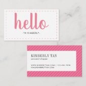 Modern Simple Pink Hello Script Name Typografie Visitenkarte (Vorne/Hinten)