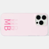 Modern Simple Pink Initial Monogram Case-Mate iPhone Hülle (Rückseite (Horizontal))