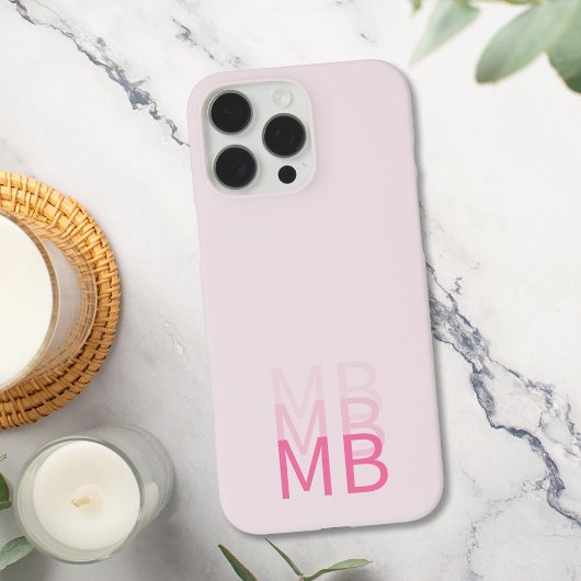 Modern Simple Pink Initial Monogram Case-Mate iPhone Hülle