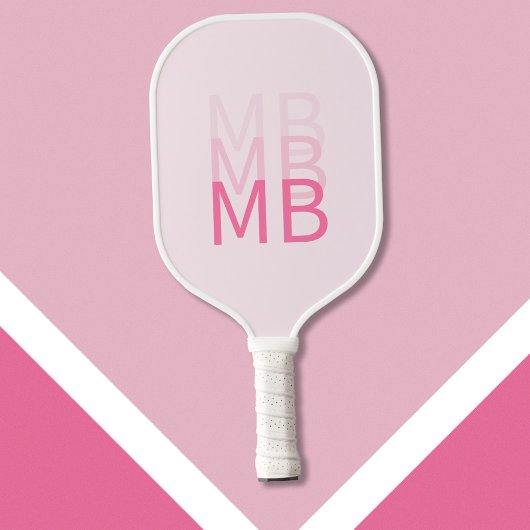 Modern Simple Pink Initial Monogram Pickleball Schläger