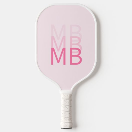 Modern Simple Pink Initial Monogram Pickleball Schläger (Vorderseite)