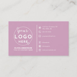 Modern Simple Pink Logo Custom Icons Social Media Visitenkarte