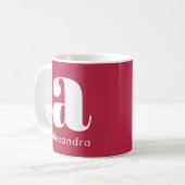 Modern Simple Pink Monogram Initial Letter Name Kaffeetasse (Vorderseite Links)