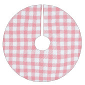 Modern Simple Pink White Gingham Karo Polyester Weihnachtsbaumdecke (Vorderseite)