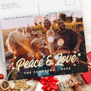 Modern Simple Playful Greetings Stars Family Photo Feiertagspostkarte