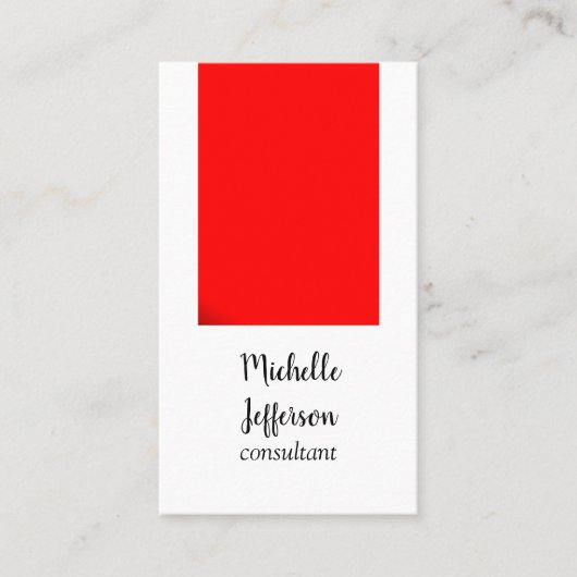 Modern Simple Plian Minimalistisch Red White Visitenkarte (Vorderseite)