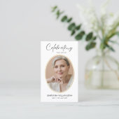Modern Simple Prayer Photo Sympathy Cards Visitenkarte (Stehend Vorderseite)