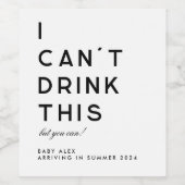 Modern Simple Pregnancy Announcement Wine Label Weinetikett (Einzelnes Label)