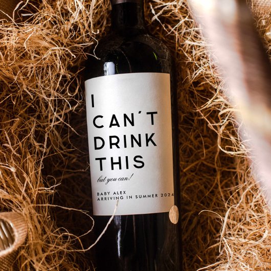 Modern Simple Pregnancy Announcement Wine Label Weinetikett