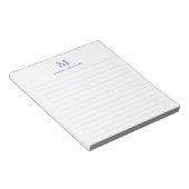 Modern Simple Preppy Magenta Lila Monogram Notizblock (angewinkelt)