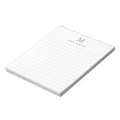 Modern Simple Preppy Magenta Lila Monogram Notizblock (Rotiert)