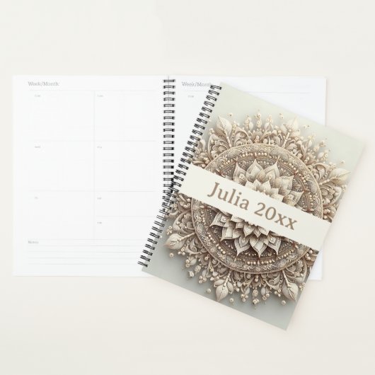 Modern Simple Pretty Cute Beige Mandala Planer (Anzeige)
