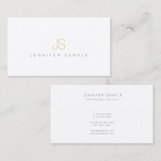 Modern Simple Professional Elegant Gold Monogram Visitenkarte (Vorne/Hinten)