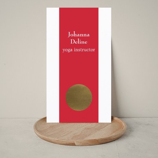 Modern Simple Red Imitats Cooper Circle Yoga Studi Visitenkarte