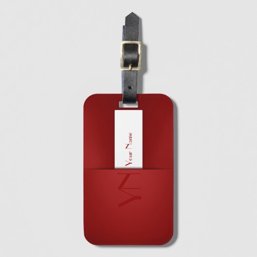 Modern Simple Red Monogram Name - Gepäckmarke Gepäckanhänger (Vorderseite Vertikal)