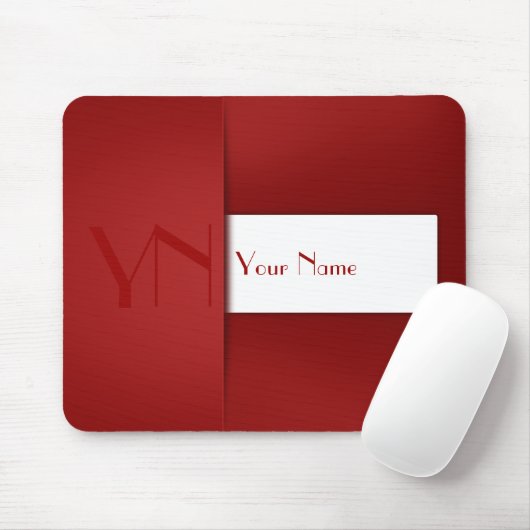 Modern Simple Red Monogram Name - Mousepad (Mit Mouse)