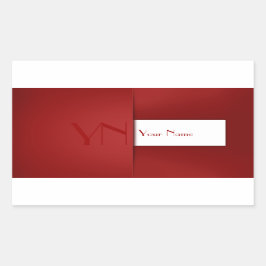 Modern Simple Red Monogram Name Rechteckiger Aufkleber