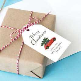 Modern Simple Red Truck Weihnachten Geschenkanhänger