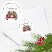 Modern Simple Red Truck Weihnachten Rücksendeadres Runder Aufkleber
