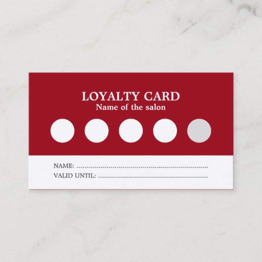Modern Simple Red White Salon Loyalty Card Treuekarte (Vorderseite)