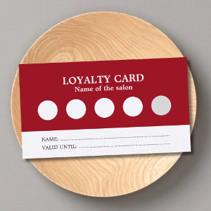 Modern Simple Red White Salon Loyalty Card Treuekarte