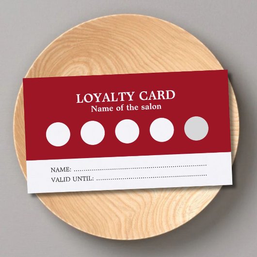 Modern Simple Red White Salon Loyalty Card Treuekarte