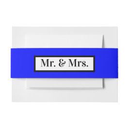 Modern Simple Retro Blue Mr. + Mrs. Einladungsbanderole