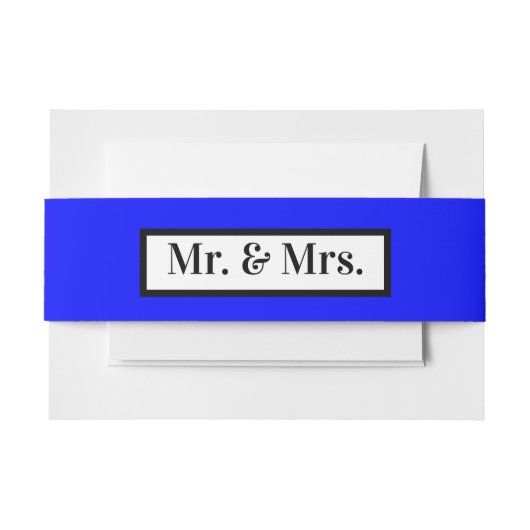 Modern Simple Retro Blue Mr. + Mrs. Einladungsbanderole (Vorderseite Beispiel)