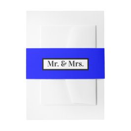 Modern Simple Retro Blue Mr. + Mrs. Einladungsbanderole