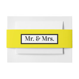 Modern Simple Retro Gelb Mr. + Mrs. Einladungsbanderole