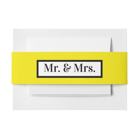 Modern Simple Retro Gelb Mr. + Mrs. Einladungsbanderole (Vorderseite Beispiel)