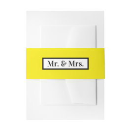 Modern Simple Retro Gelb Mr. + Mrs. Einladungsbanderole