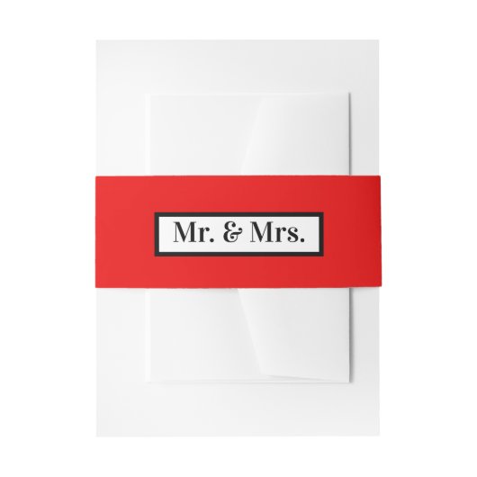 Modern Simple Retro Red Mr. + Mrs. Einladungsbanderole (Vorderseite Beispiel)