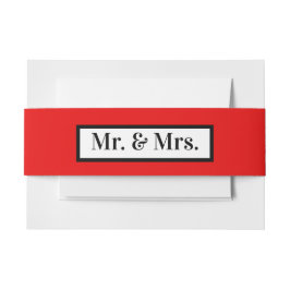 Modern Simple Retro Red Mr. + Mrs. Einladungsbanderole