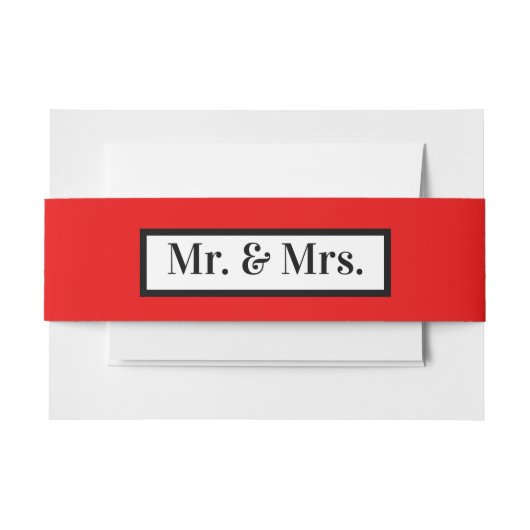 Modern Simple Retro Red Mr. + Mrs. Einladungsbanderole (Vorderseite Beispiel)
