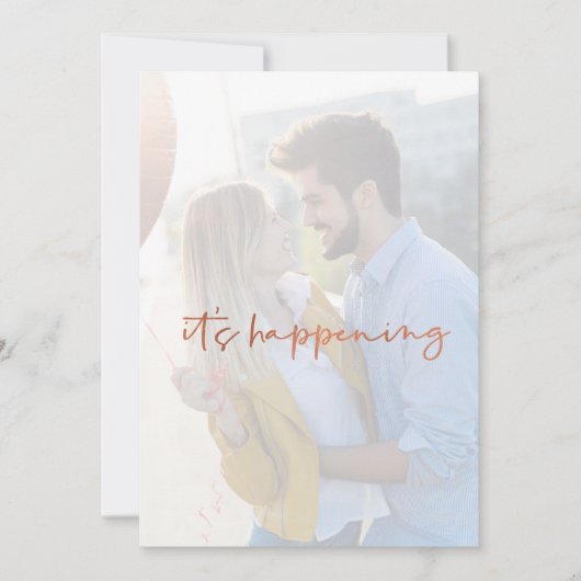Modern Simple Rose Gold Script Es ist Ereignis Save The Date (Vorderseite)