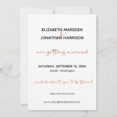 Modern Simple Rose Gold Script Es ist Ereignis Save The Date (Rückseite)