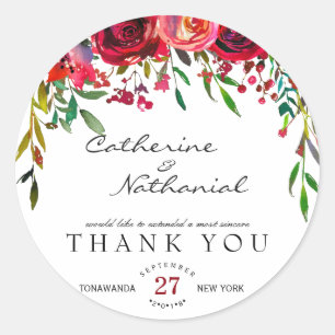 Modern Simple Rote Rose Danke Sticker