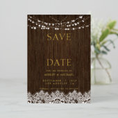 Modern Simple Rustic Twinkle Lights Wedding Rett T Folieneinladung (Stehend vorne)