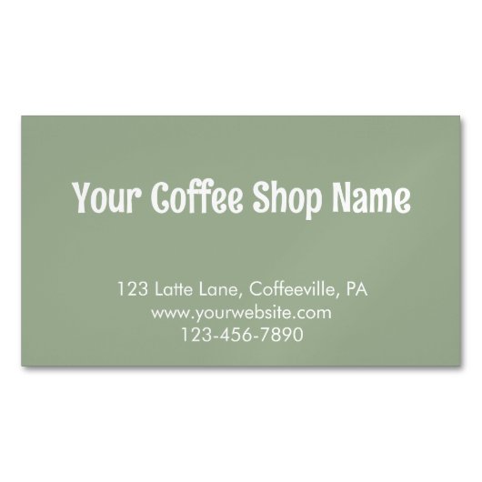 Modern Simple Sage Green Custom Coffee Promotional Magnetische Visitenkarte (Vorderseite)