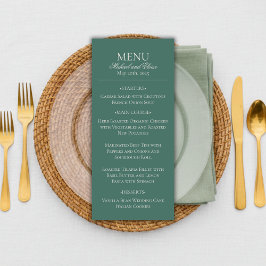 Modern Simple Sage Green Elegantes Hochzeitsessen Menükarte