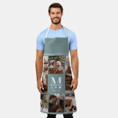 Modern Simple Sage Green Foto Collage | Monogramm Schürze (Getragen)