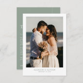 Modern Simple Sage Green mit Foto Wedding Dankeskarte (Vorne/Hinten)