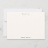Modern Simple Sage Green Stripes Personalized Name Dankeskarte (Vorderseite)