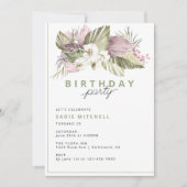 Modern Simple Sage Green Tropical Summer Birthday Einladung (Vorderseite)