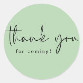 Modern Simple Sage Green Vielen Dank für Ihr Komme Runder Aufkleber (Vorderseite)