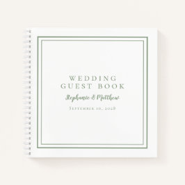 Modern Simple Sage Green Wedding Budget Gästebuch Notizblock