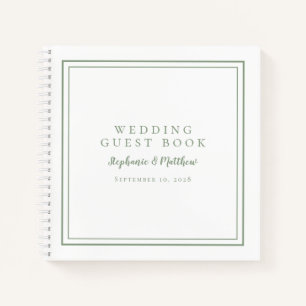 Modern Simple Sage Green Wedding Budget Gästebuch Notizblock