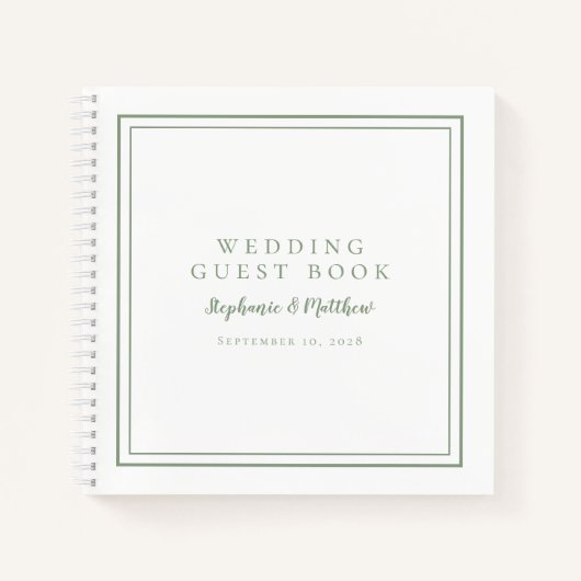 Modern Simple Sage Green Wedding Budget Gästebuch Notizblock (Vorderseite)